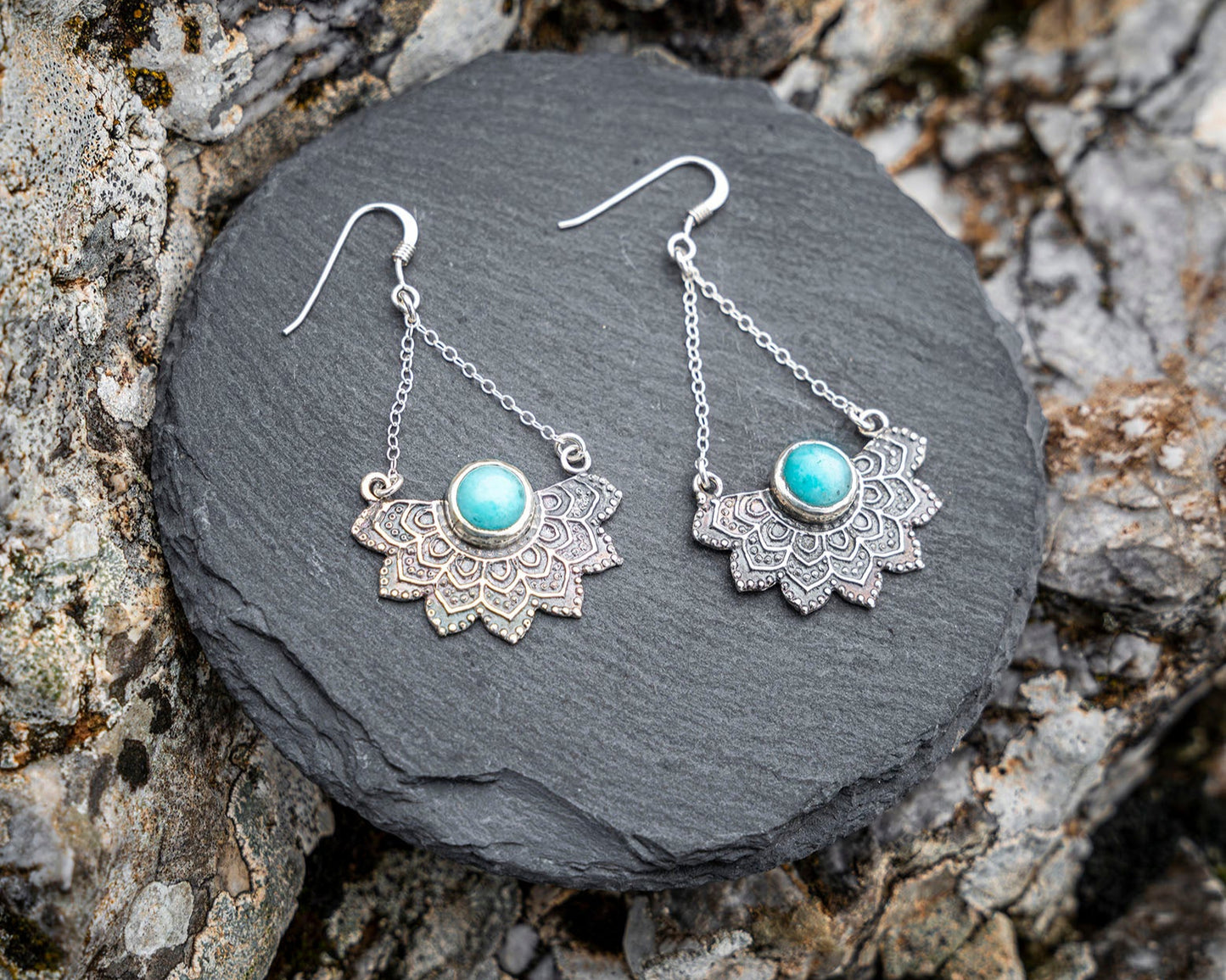 Sacred Aura | Mandala Earrings with Amazonite