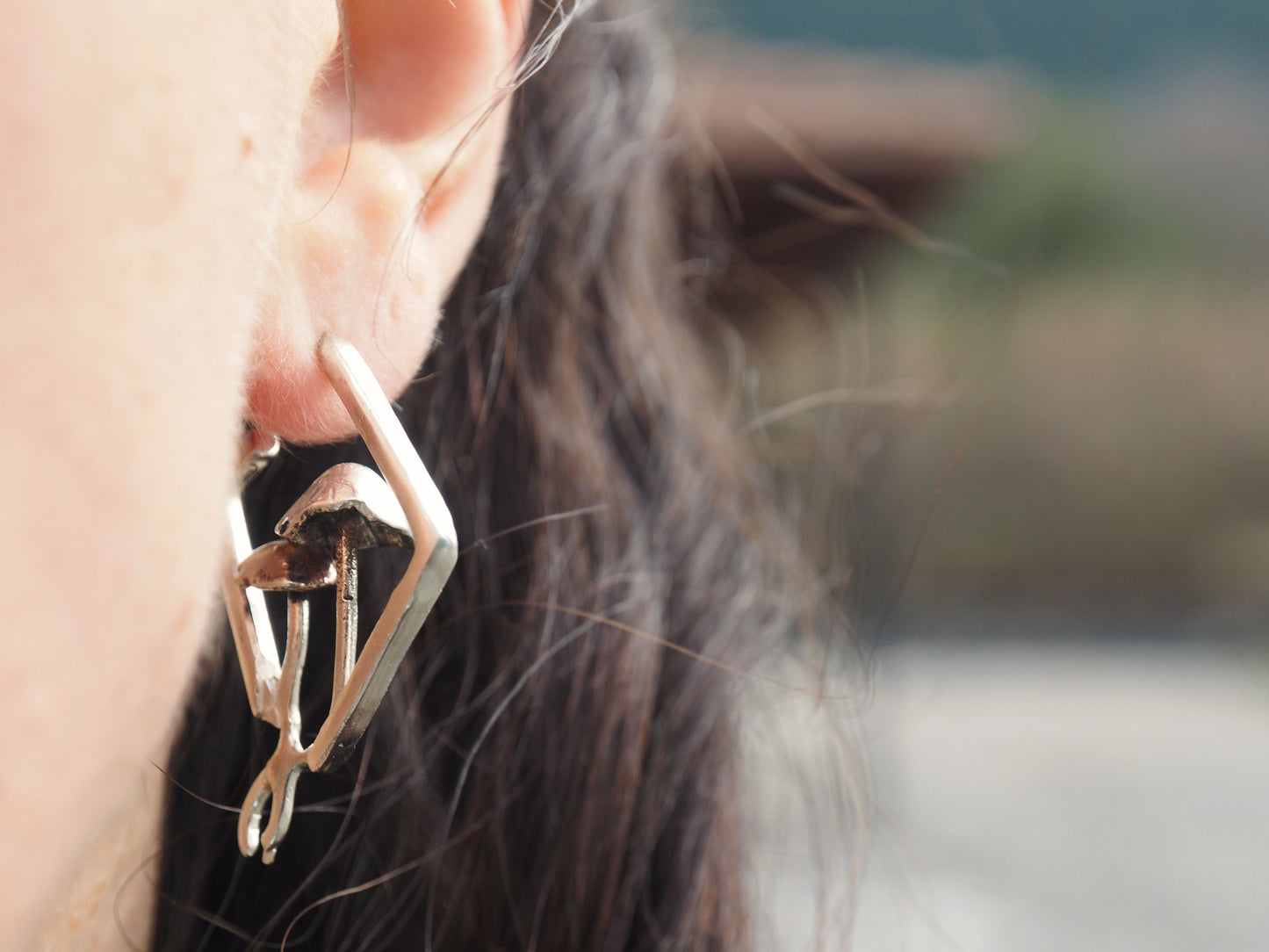 Mushrooms | Silver Hoops Earrings