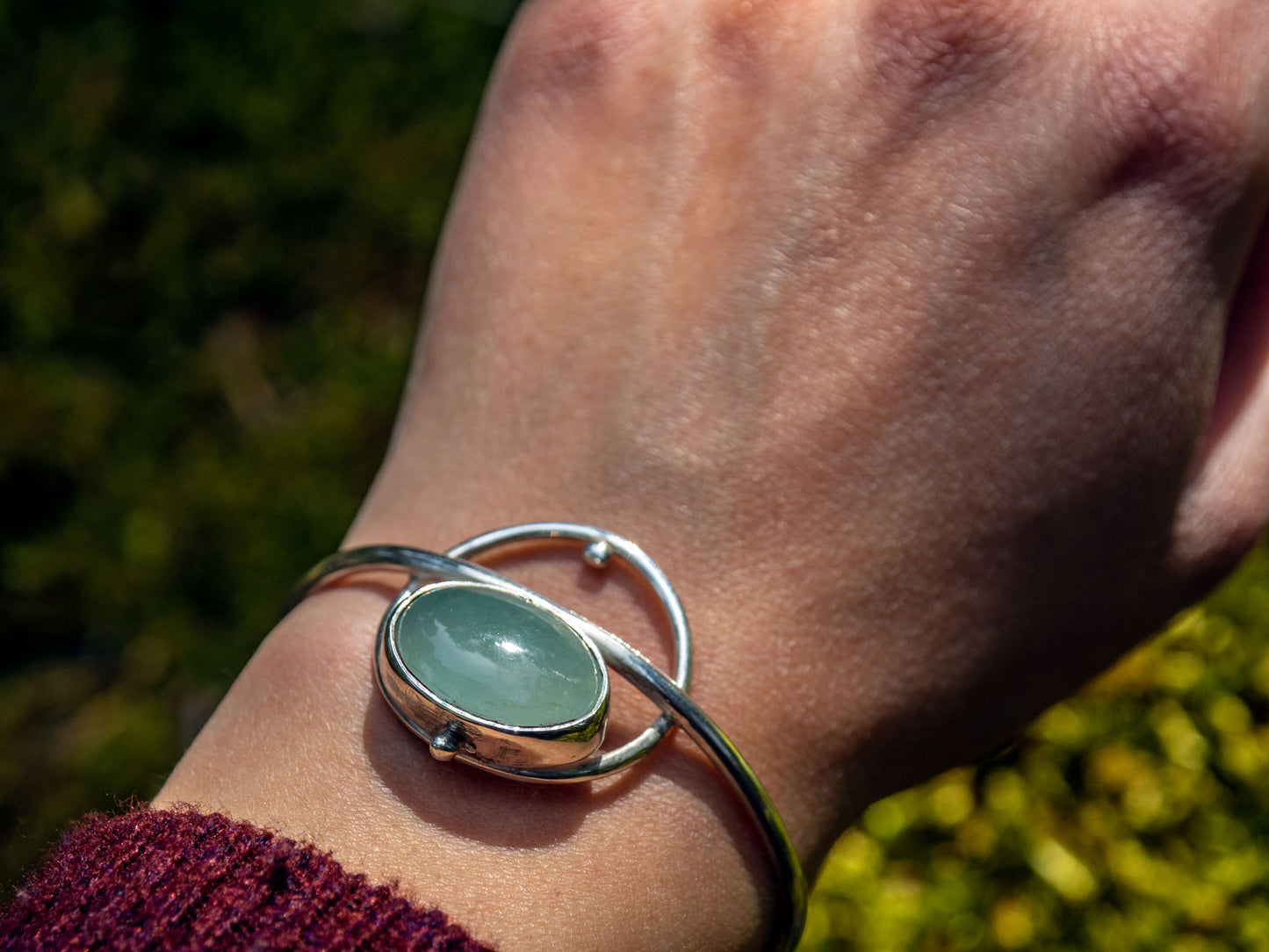 Sterling silver bracelet with an Aquamarine