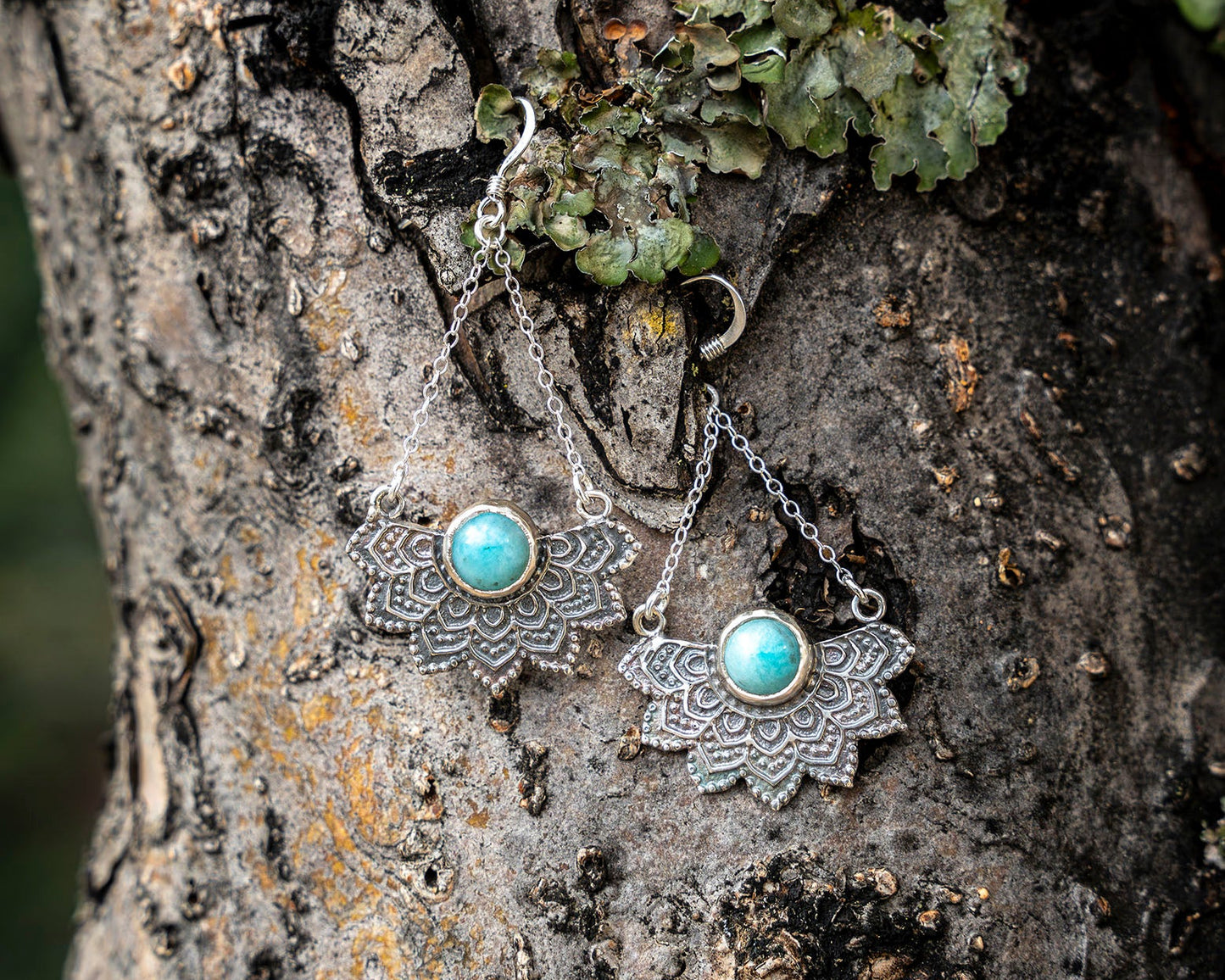 Sacred Aura | Mandala Earrings with Amazonite