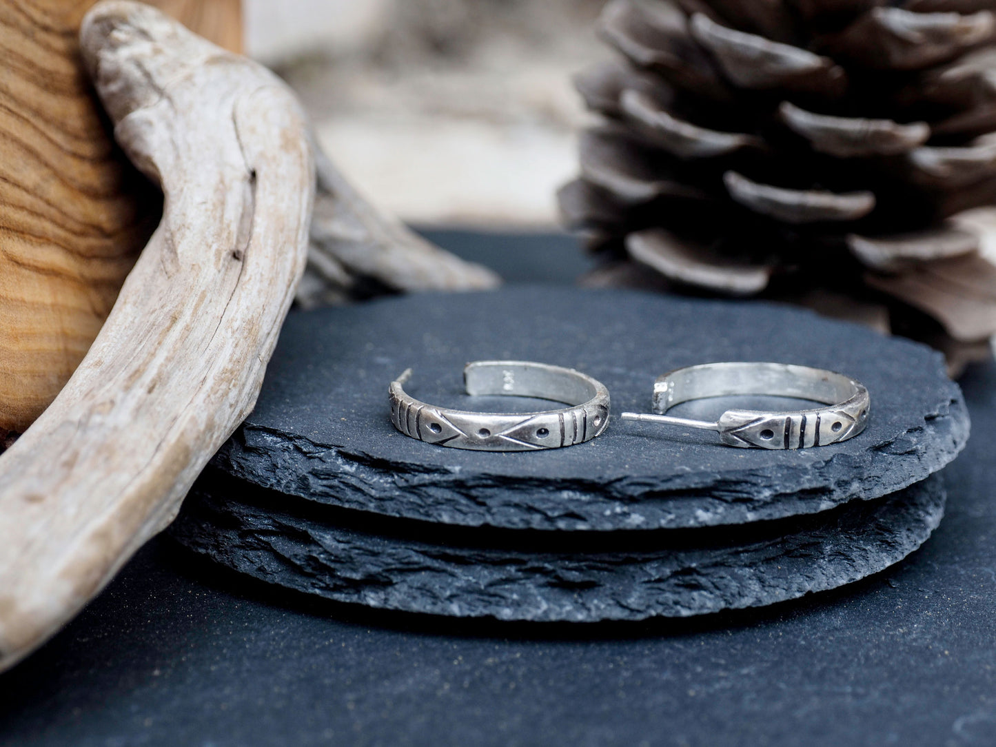 Gabrielle | Sterling Silver Engraved Hoop Earrings