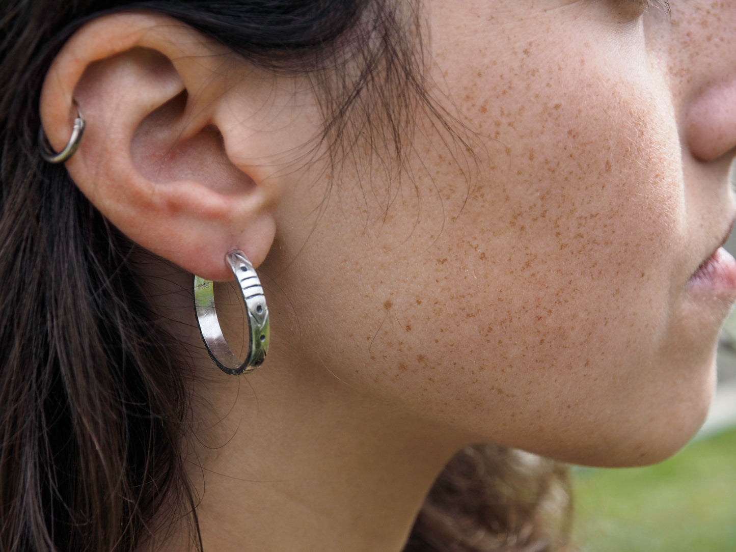 Gabrielle | Sterling Silver Engraved Hoop Earrings